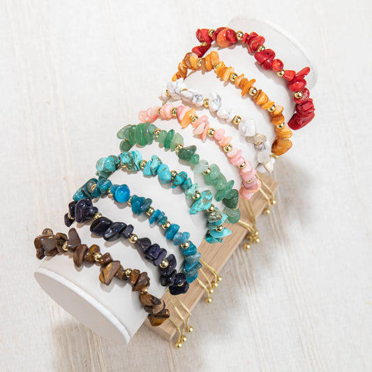 Wholesale Irregular Natural Chip Stone Bracelet Set | $2.99/pc | MOQ 1