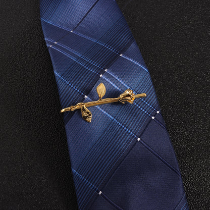 2 Inch Gold Tone Rose Tie Clip