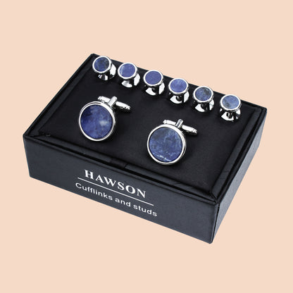 HAWSON  Elegant Stone Cufflinks and Studs Set for Men