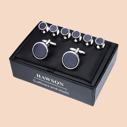 HAWSON  Elegant Stone Cufflinks and Studs Set for Men