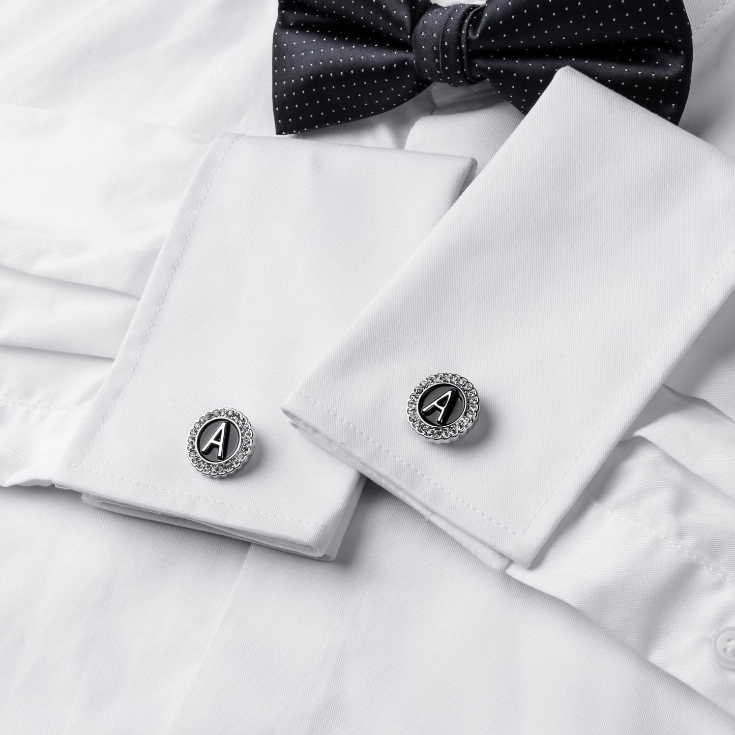 HAWSON Silver Tone Initial Cufflinks for Men