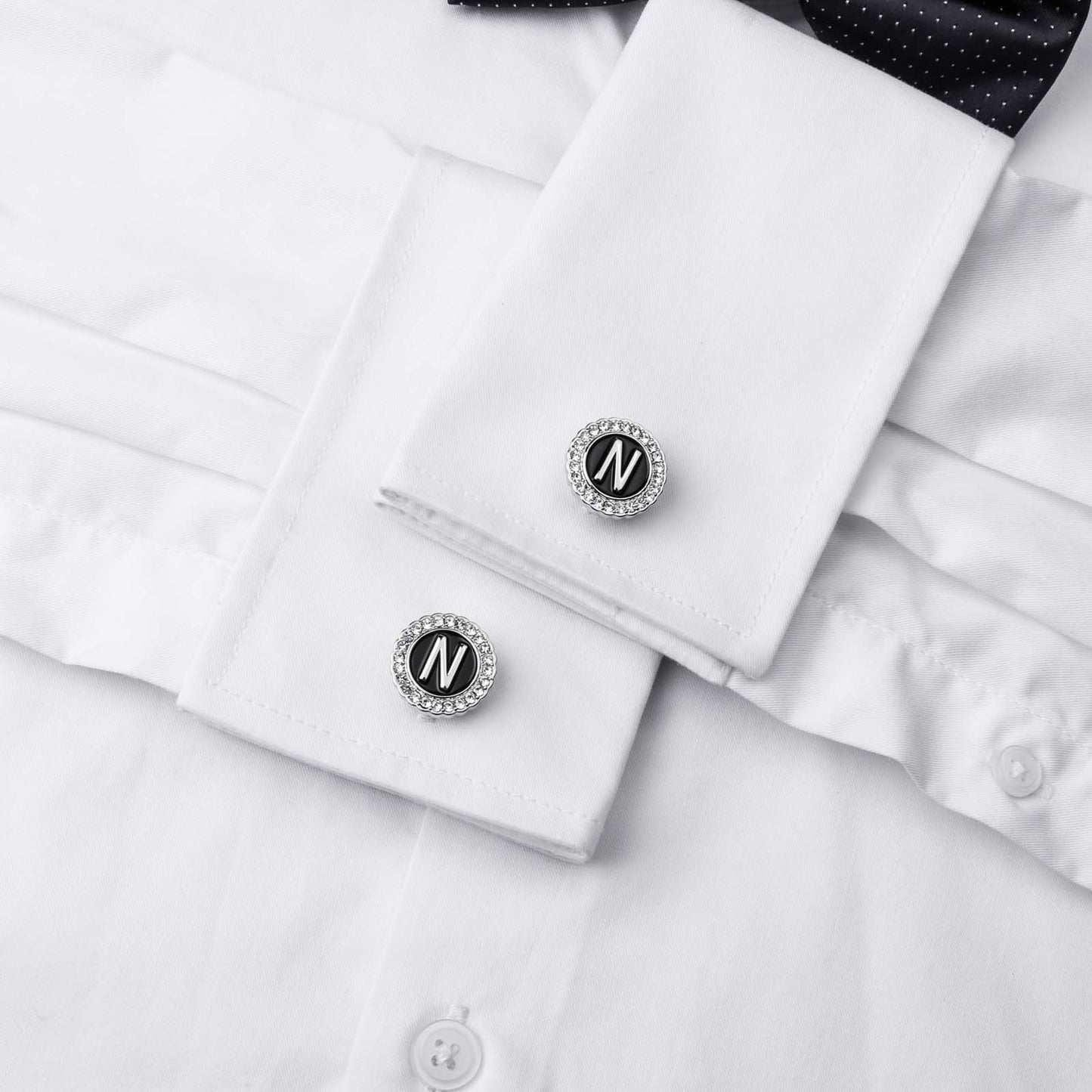 HAWSON Silver Tone Initial Cufflinks for Men