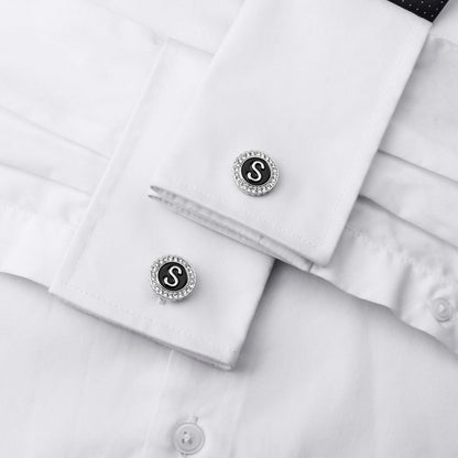 HAWSON Silver Tone Initial Cufflinks for Men