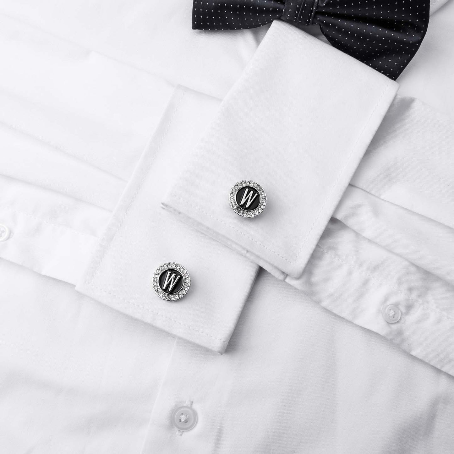 HAWSON Silver Tone Initial Cufflinks for Men