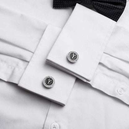 HAWSON Silver Tone Initial Cufflinks for Men