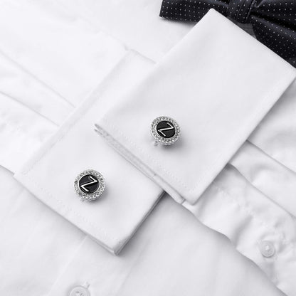 HAWSON Silver Tone Initial Cufflinks for Men