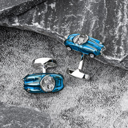 Blue Classic Car Cufflinks for Men.