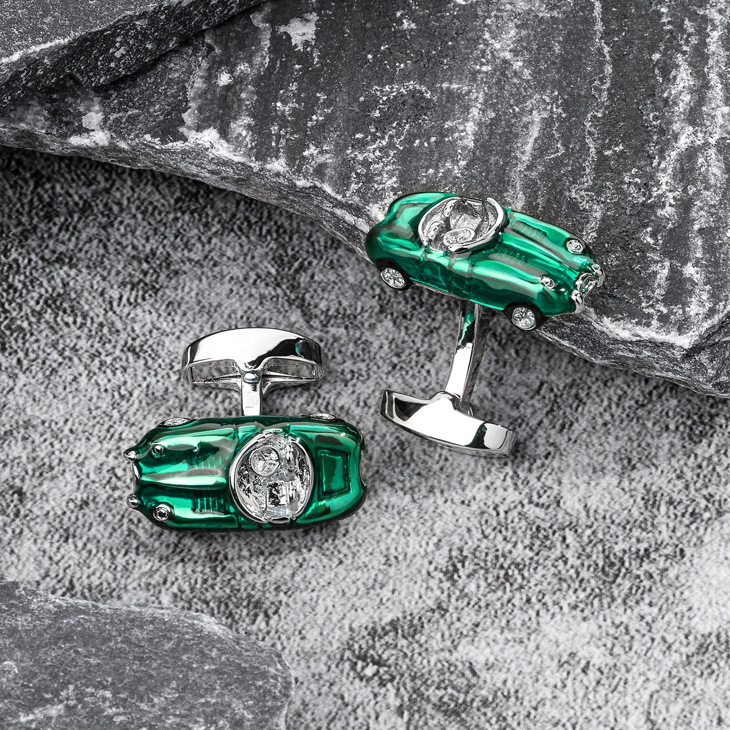 Green Classic Car Cufflinks for Men.