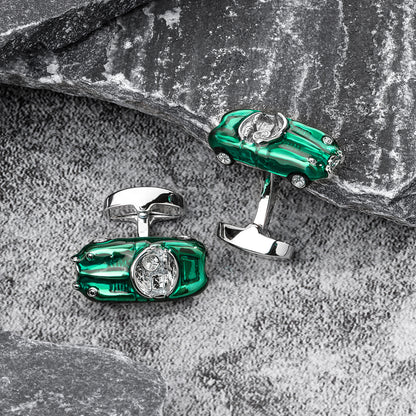 Green Classic Car Cufflinks for Men.