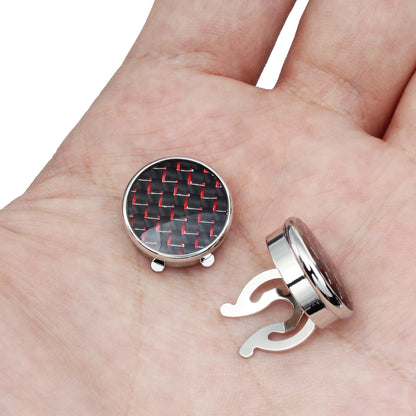 HAWSON Round Carbon Fiber Cufflinks for Men