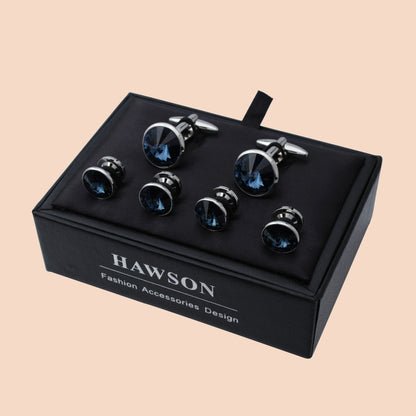 HAWSON Swarovski Crystal Cufflinks and Studs Set