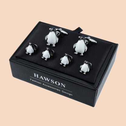 HAWSON Novelty  Penguin Cufflinks and Studs Set