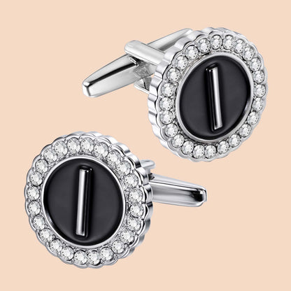 HAWSON Silver Tone Initial Cufflinks for Men