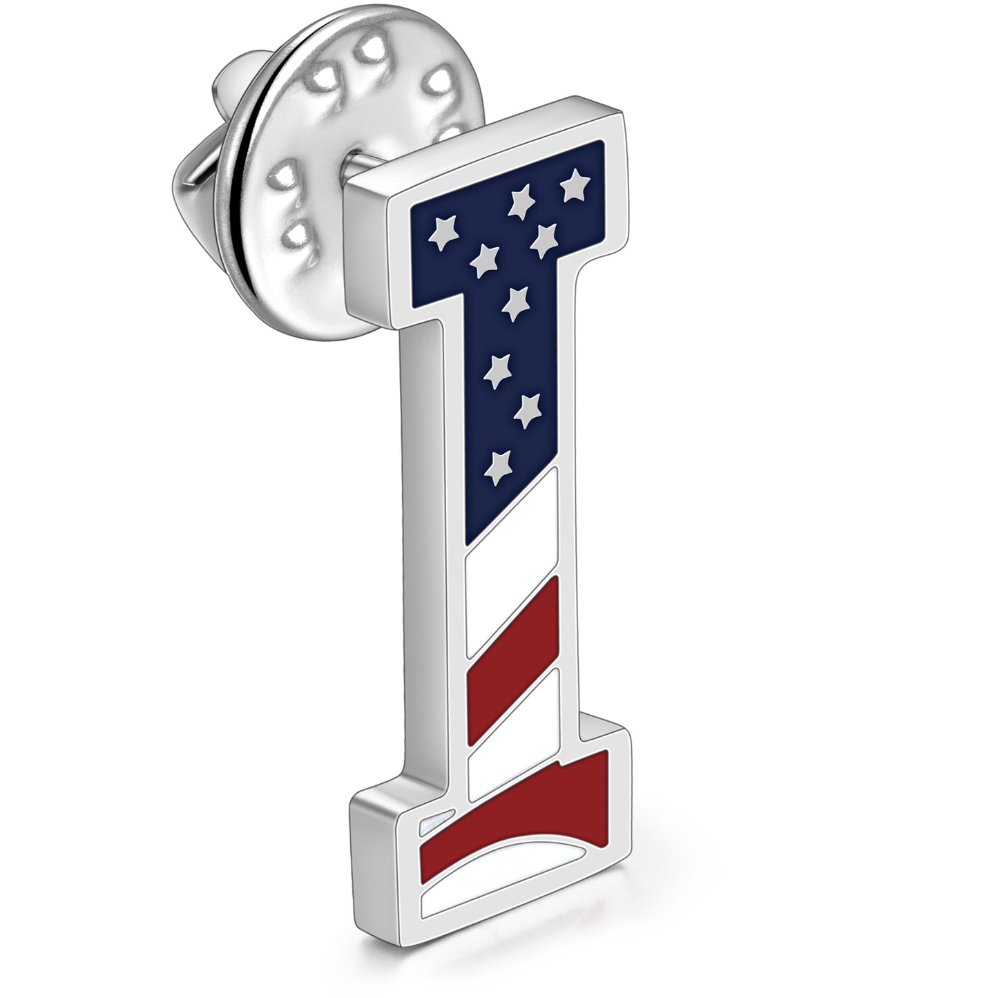 USA Flag Letter Lapel Pin |  A-Z Initial Brooch