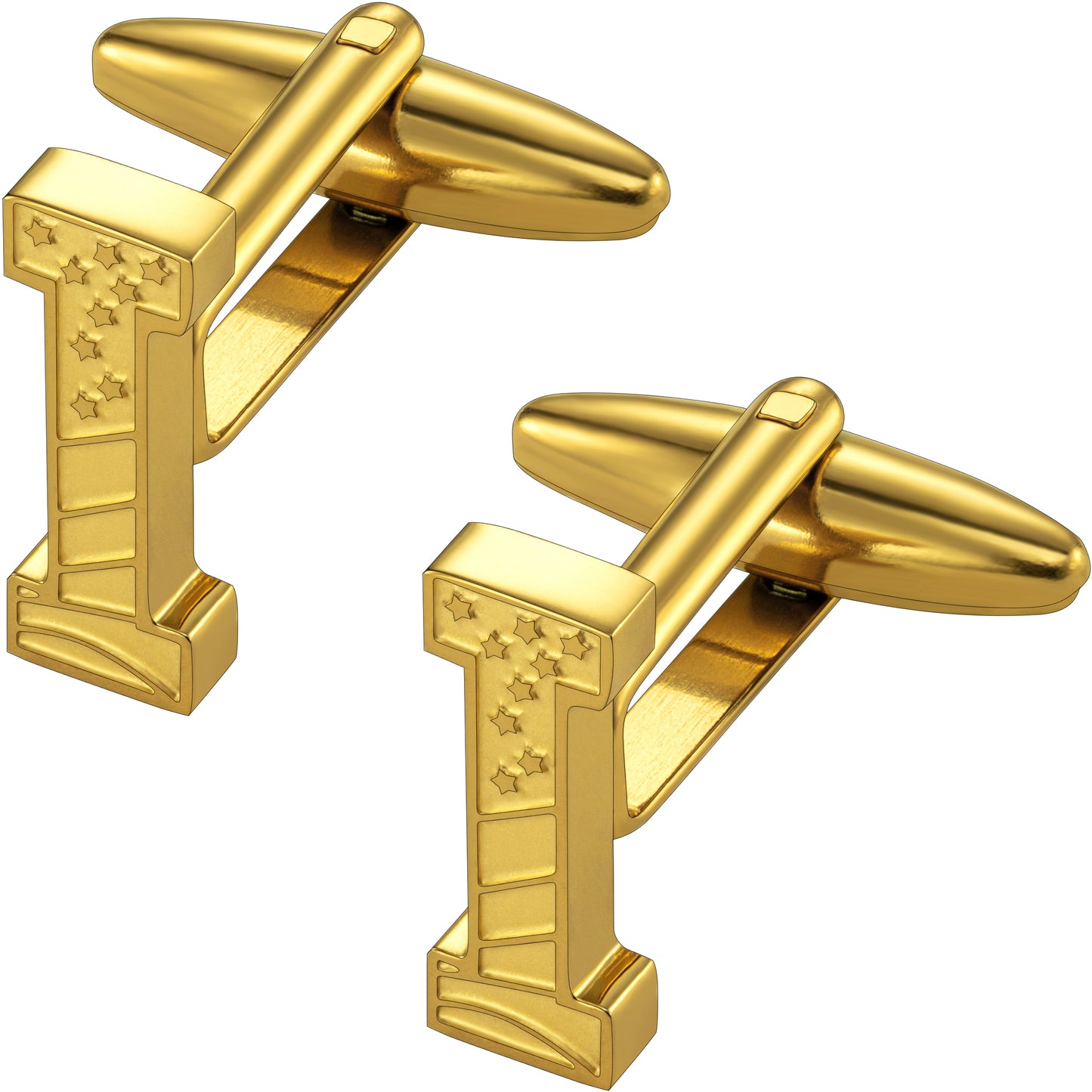 Hawson "A-Z"Initials Cufflinks, US Flag Personalized Golden Initials French Shirt Cuff