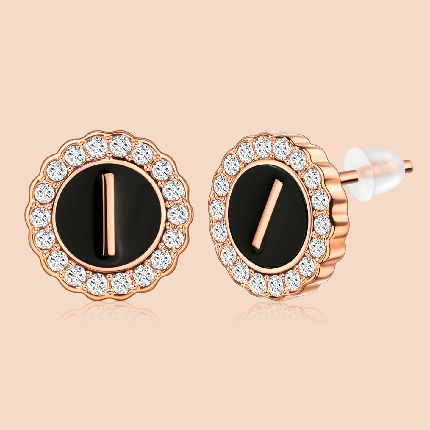 HAWSON Rose Gold Tone Cute Initial Stud Earrings