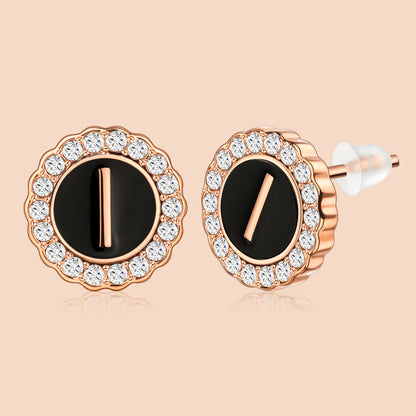 HAWSON Rose Gold Tone Cute Initial Stud Earrings