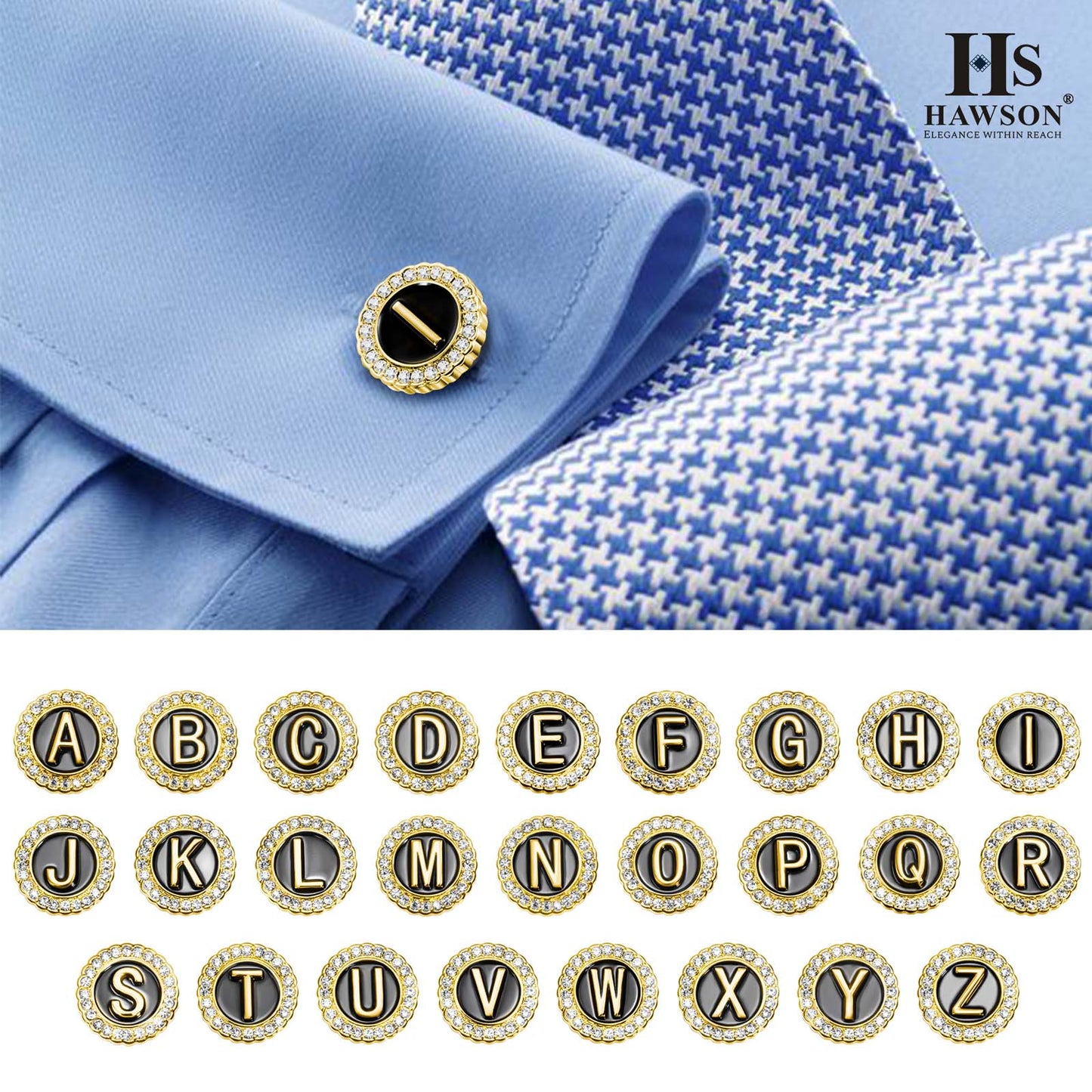 HAWSON Gold Tone Initial Cufflinks for Men