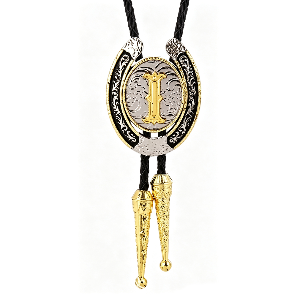 HAWSON Western Initial Bolo Tie | 26 Letters Gold Silver Cowboy Necklace