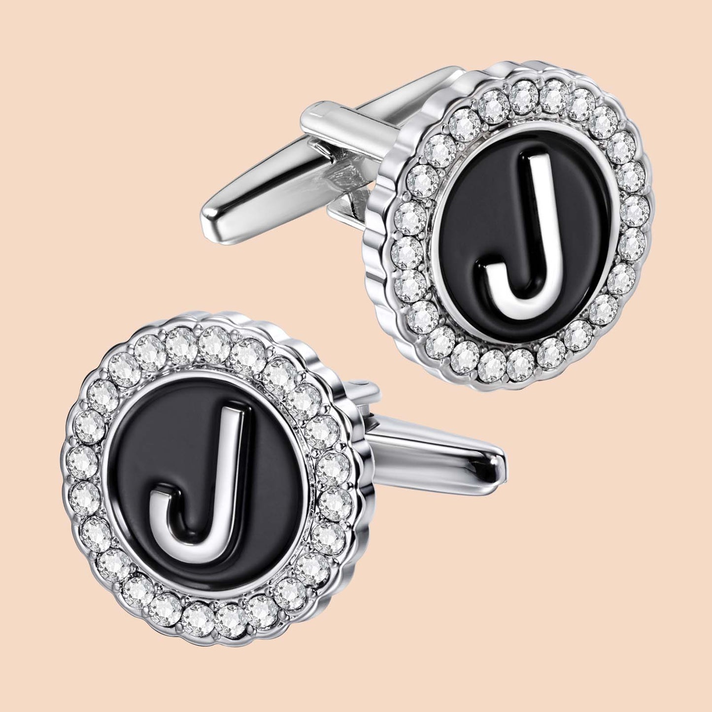 HAWSON Silver Tone Initial Cufflinks for Men