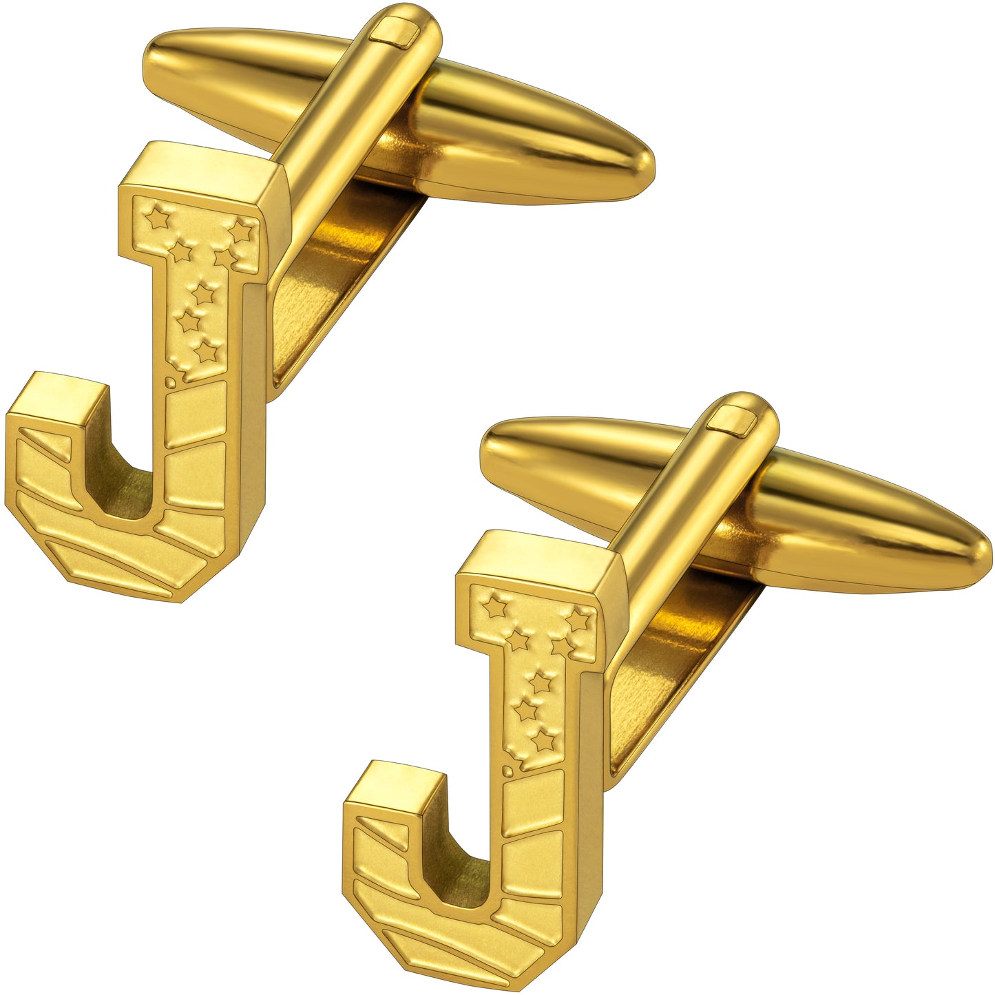 Hawson "A-Z"Initials Cufflinks, US Flag Personalized Golden Initials French Shirt Cuff