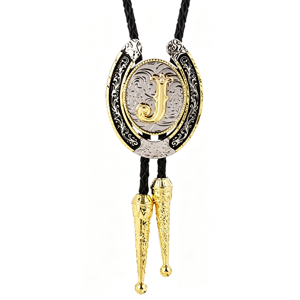 HAWSON Western Initial Bolo Tie | 26 Letters Gold Silver Cowboy Necklace
