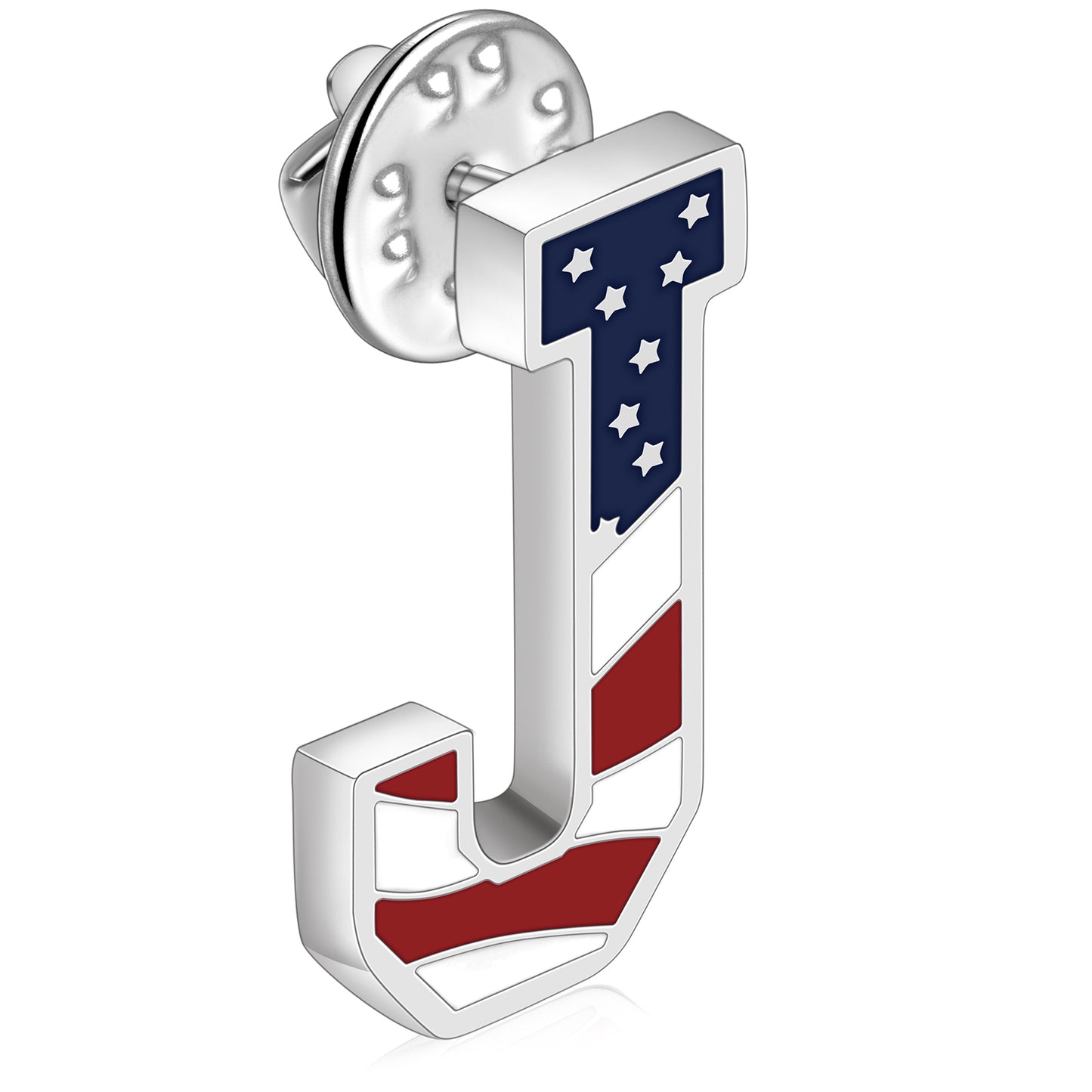 USA Flag Letter Lapel Pin |  A-Z Initial Brooch