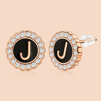 HAWSON Rose Gold Tone Cute Initial Stud Earrings