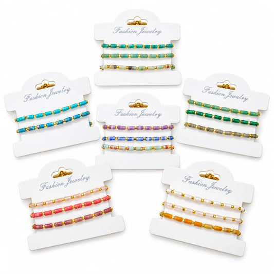 Japanese Cylinder Bead Bracelet Set | Minimalist Stack
