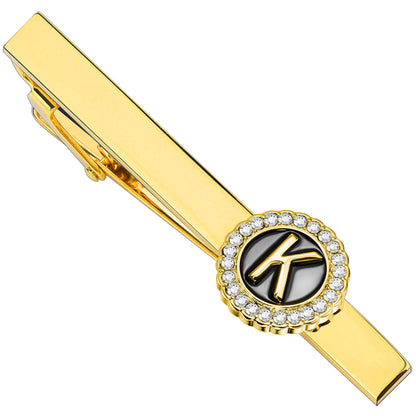 HAWSON 2.2 Inch Personalized Initial Crystal Tie Clips for Men