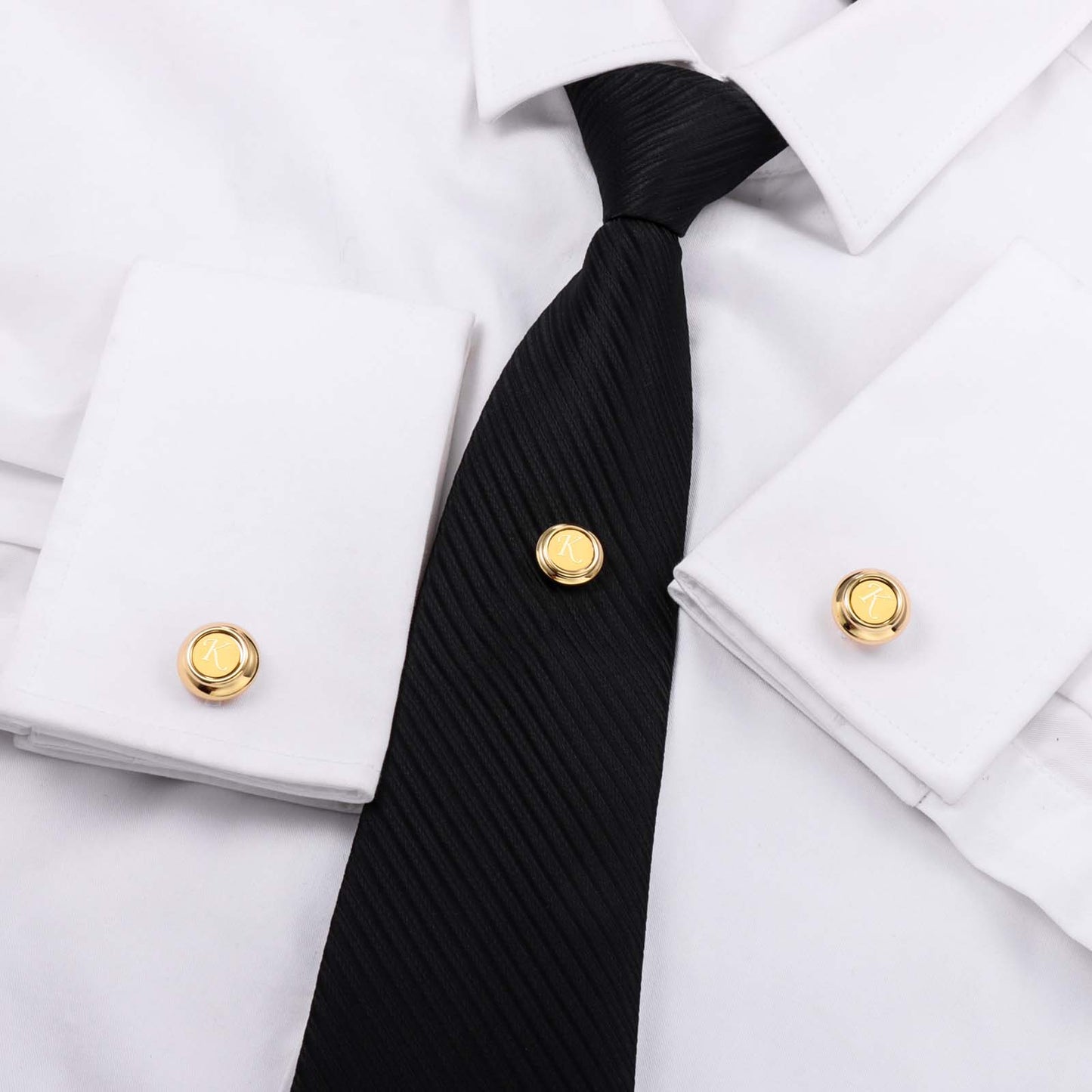 HAWSON Initial Cufflinks and Tie Tack Set for Men