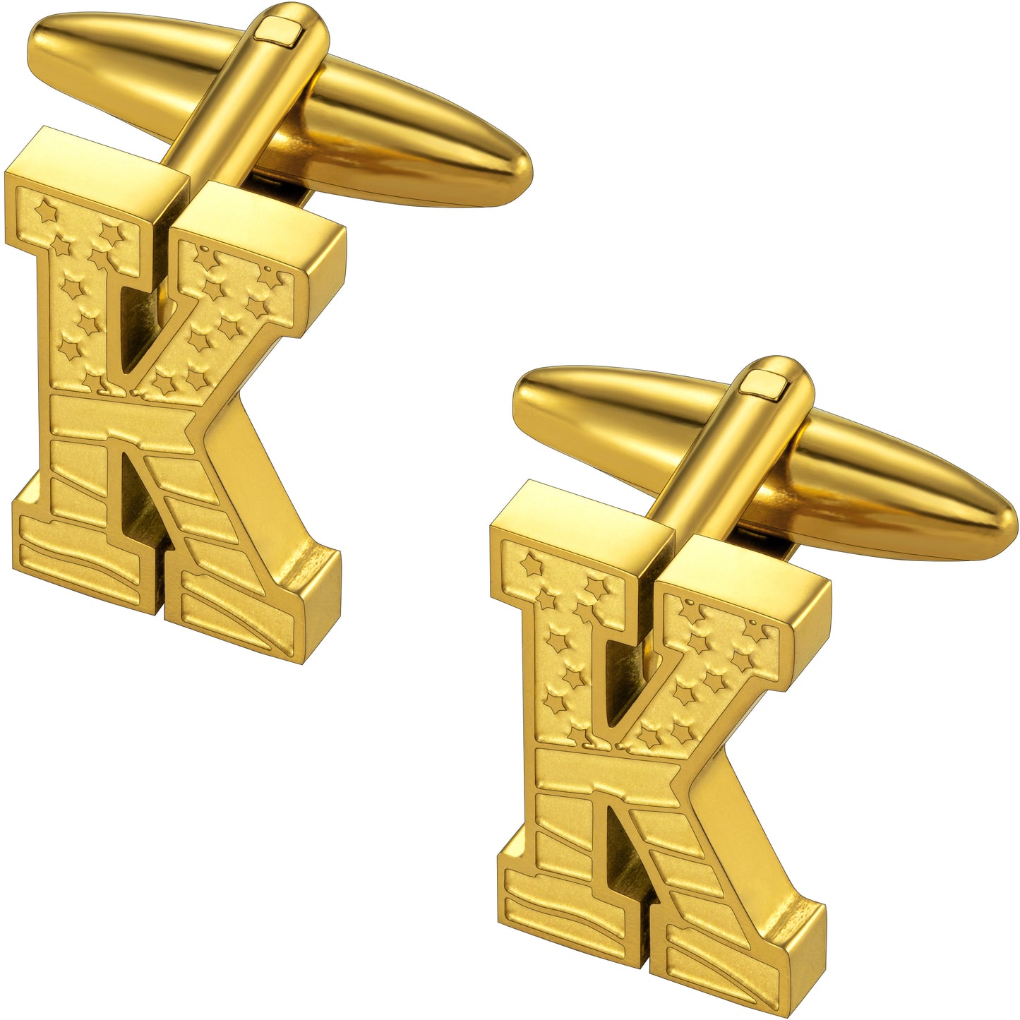 Hawson "A-Z"Initials Cufflinks, US Flag Personalized Golden Initials French Shirt Cuff