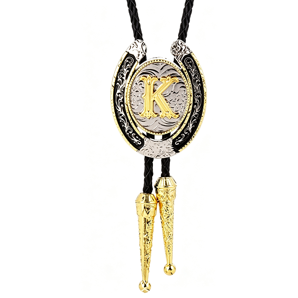 HAWSON Western Initial Bolo Tie | 26 Letters Gold Silver Cowboy Necklace