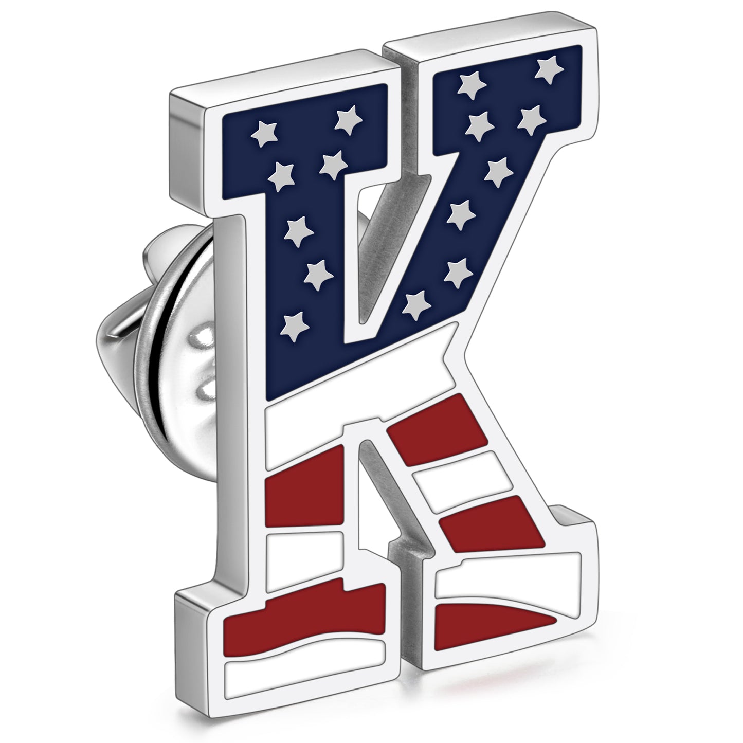USA Flag Letter Lapel Pin |  A-Z Initial Brooch