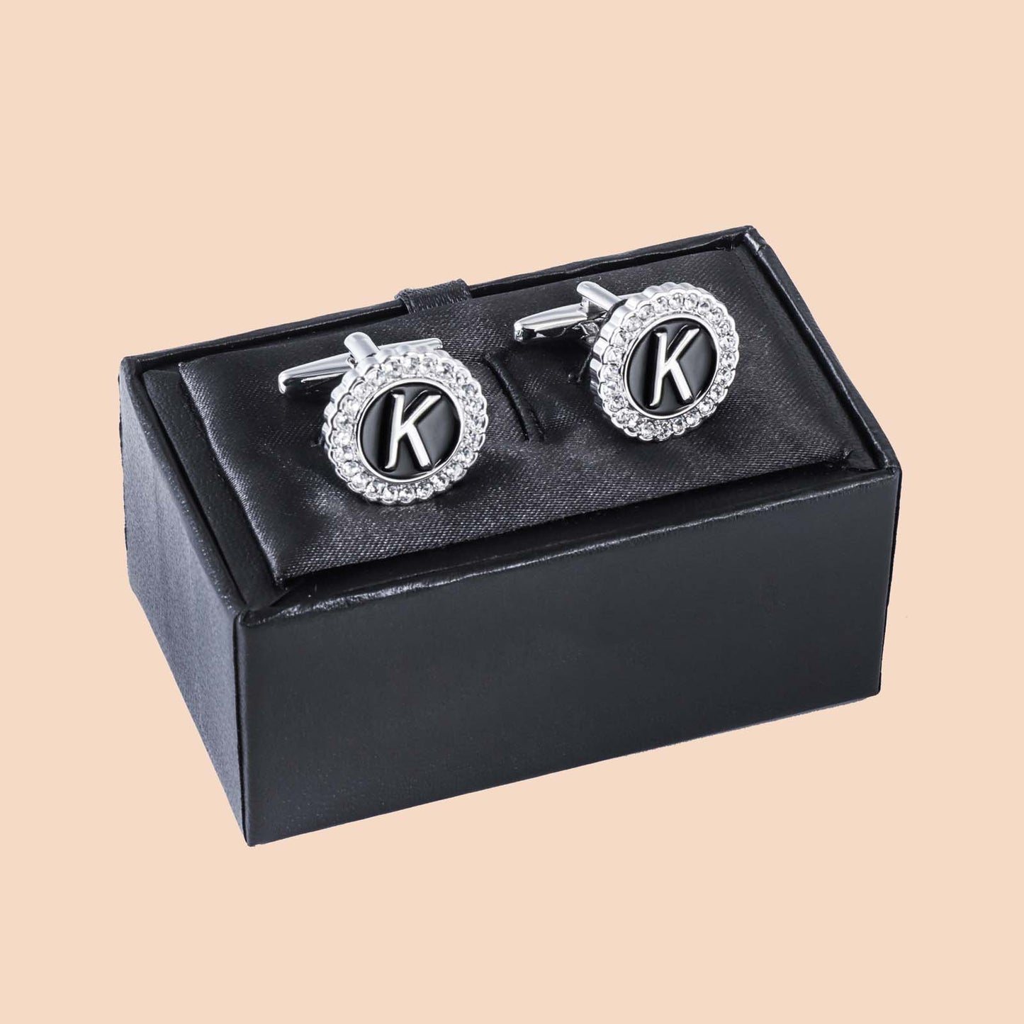 HAWSON Silver Tone Initial Cufflinks for Men