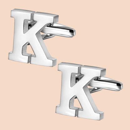 HAWSON Siver Tone Initial Cufflinks for Men