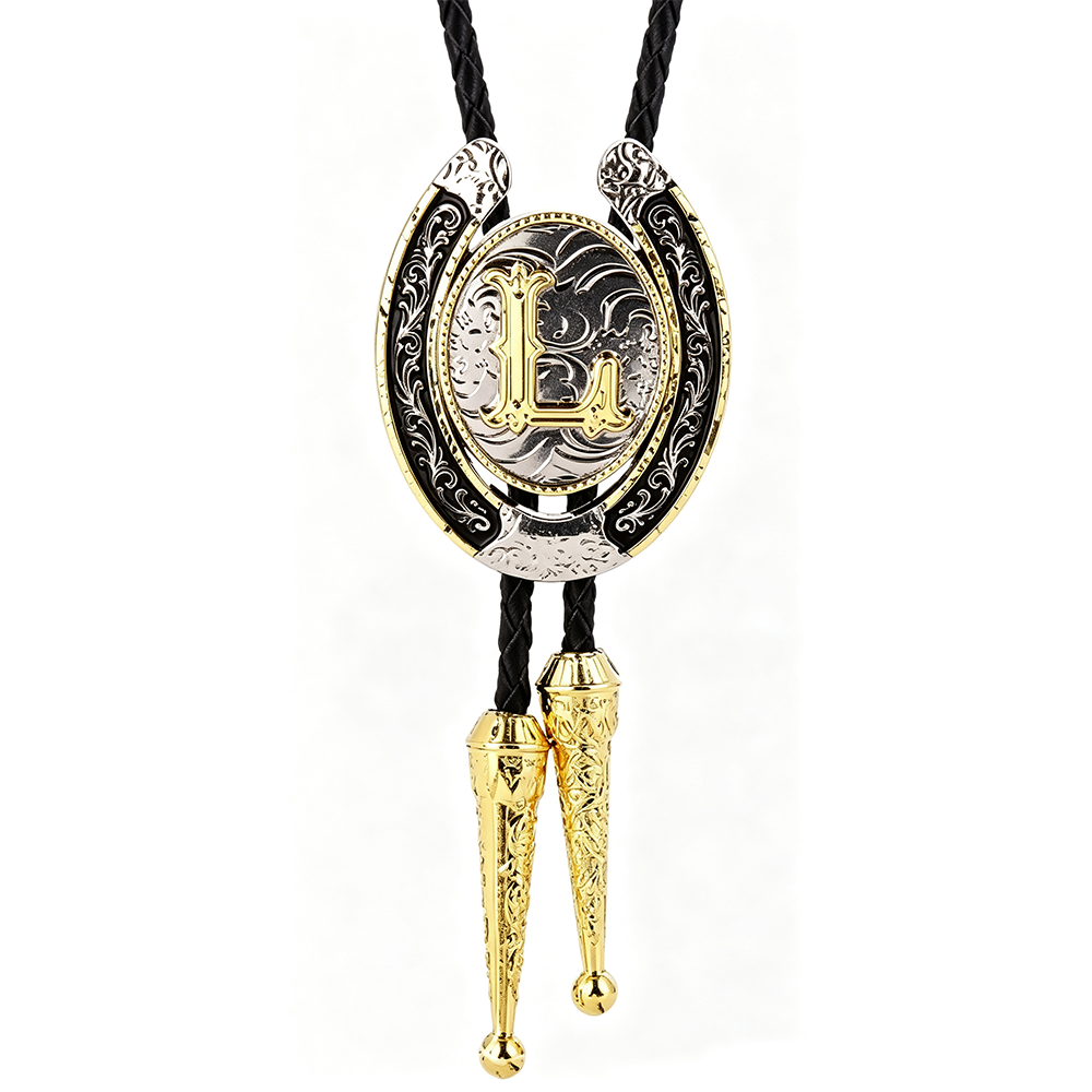 HAWSON Western Initial Bolo Tie | 26 Letters Gold Silver Cowboy Necklace