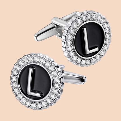 HAWSON Silver Tone Initial Cufflinks for Men