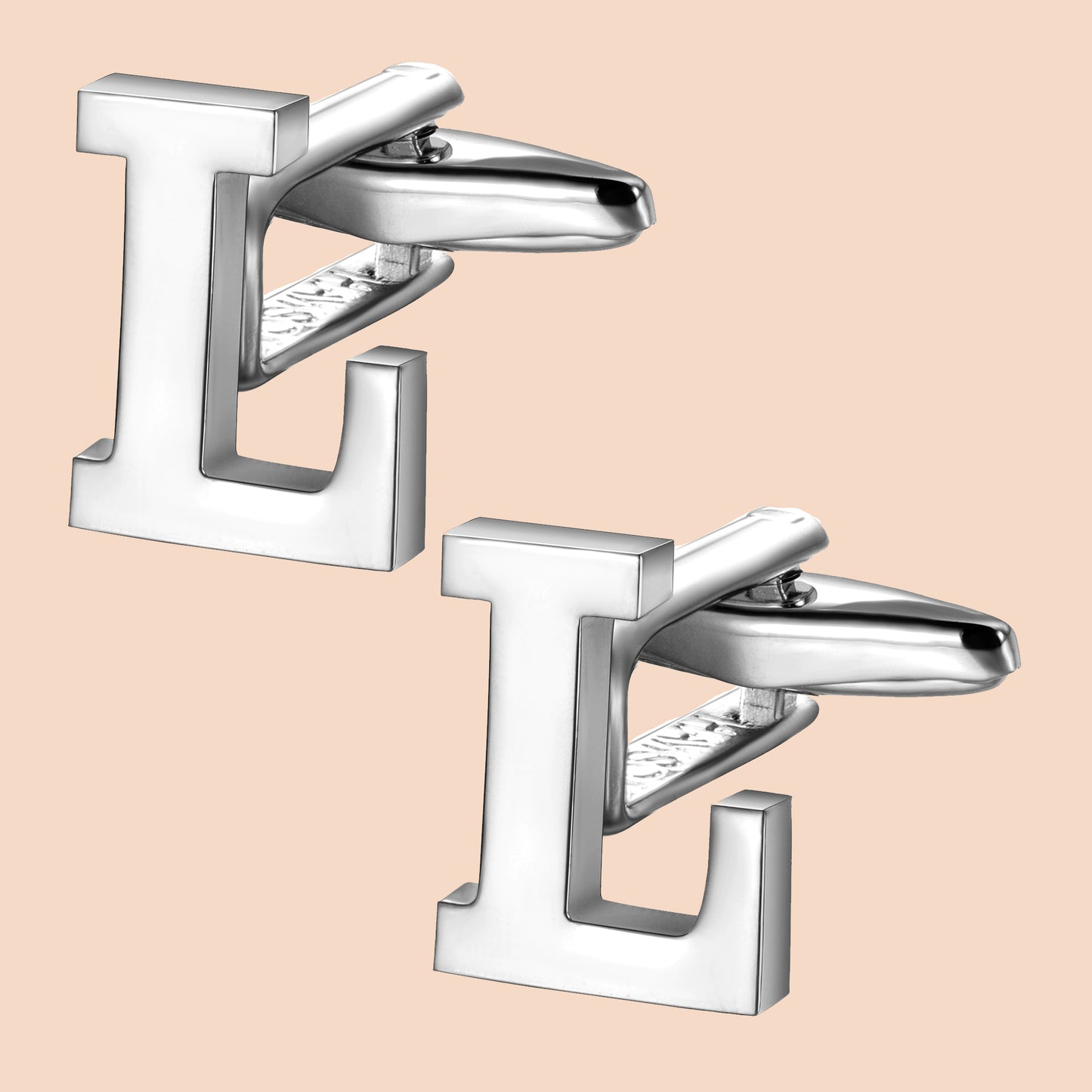 HAWSON Siver Tone Initial Cufflinks for Men