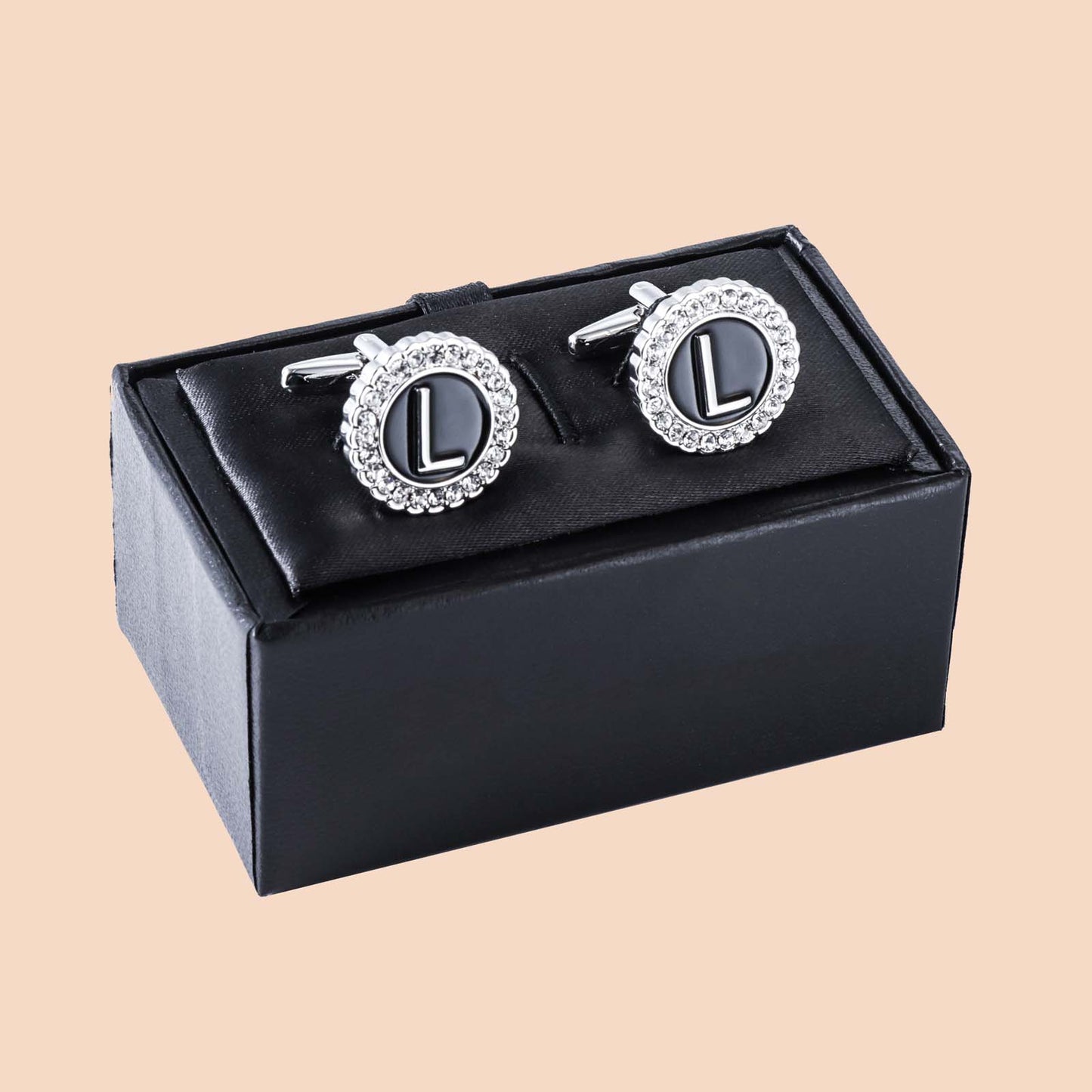 HAWSON Silver Tone Initial Cufflinks for Men