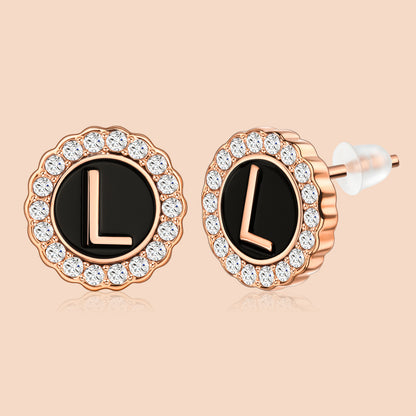 HAWSON Rose Gold Tone Cute Initial Stud Earrings