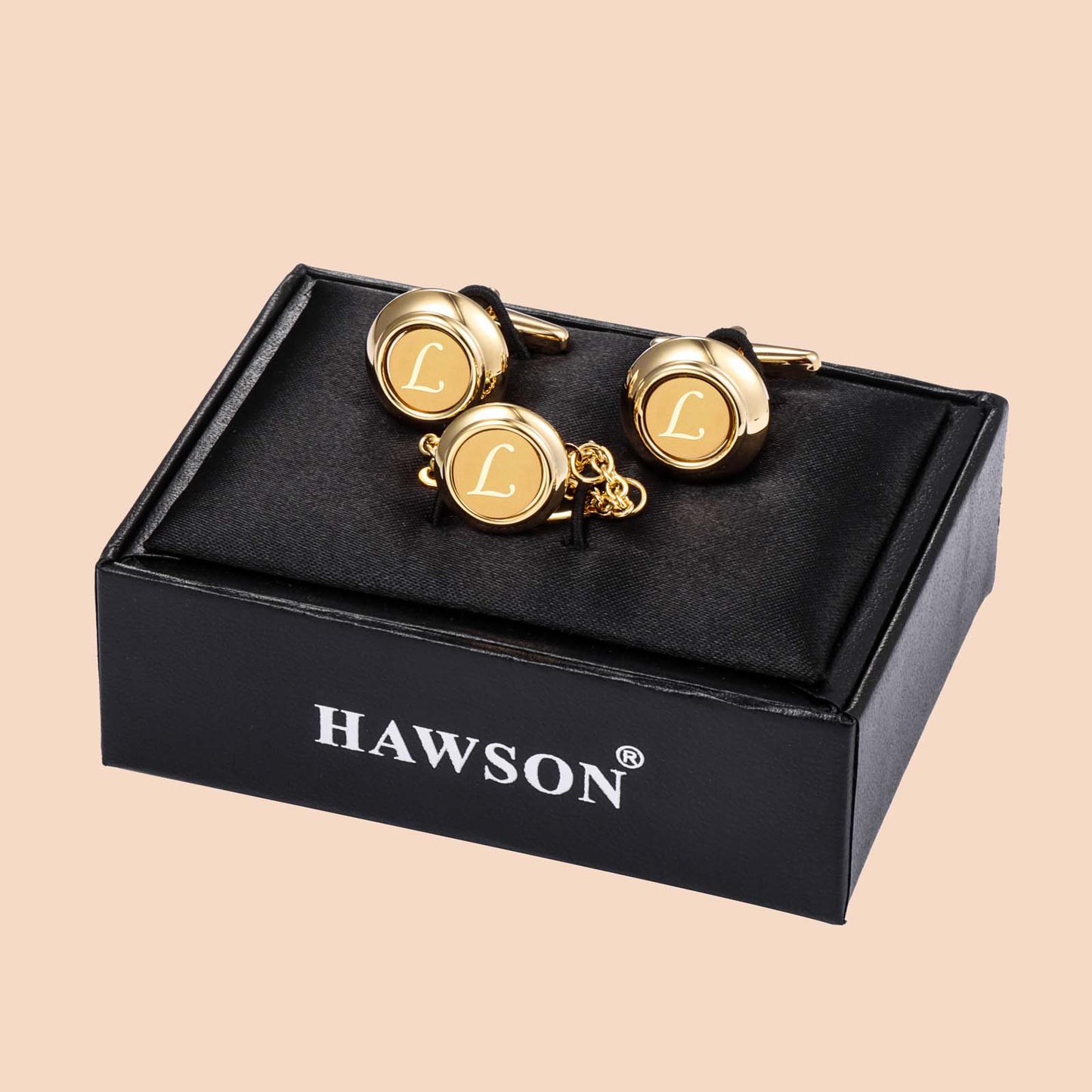 HAWSON Initial Cufflinks and Tie Tack Set for Men