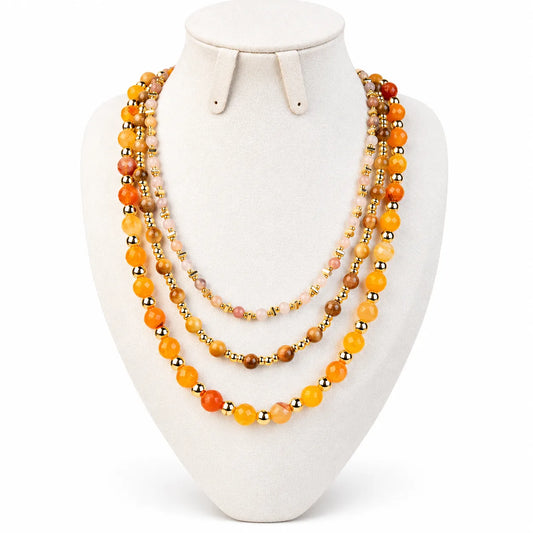 Layered Gemstone Necklace 3-Piece Set