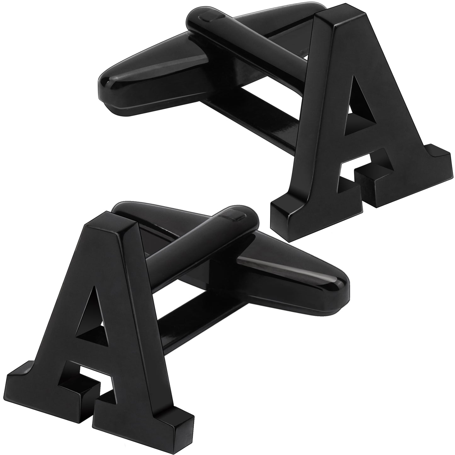 Letter A Initial Black Cufflinks for Men