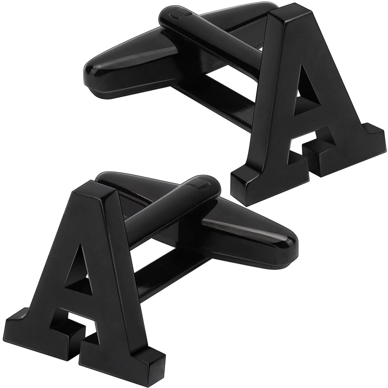Letter A Initial Black Cufflinks for Men
