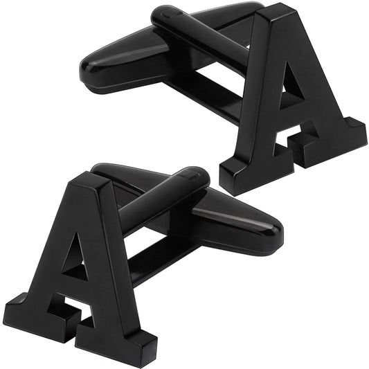 Letter A Initial Black Cufflinks for Men