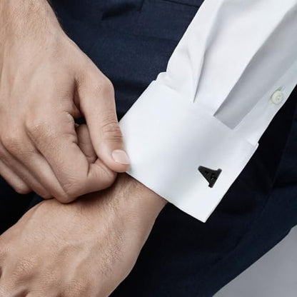 Letter A Initial Black Cufflinks for White French Cuff
