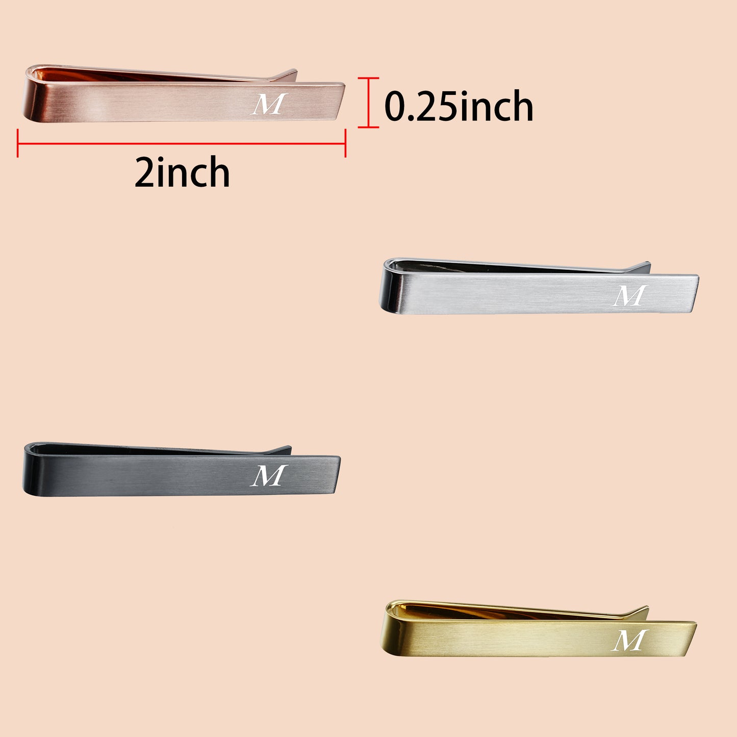 HAWSON 2 Inch Initial Tie Clip for Men