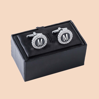 HAWSON Silver Tone Initial Cufflinks for Men