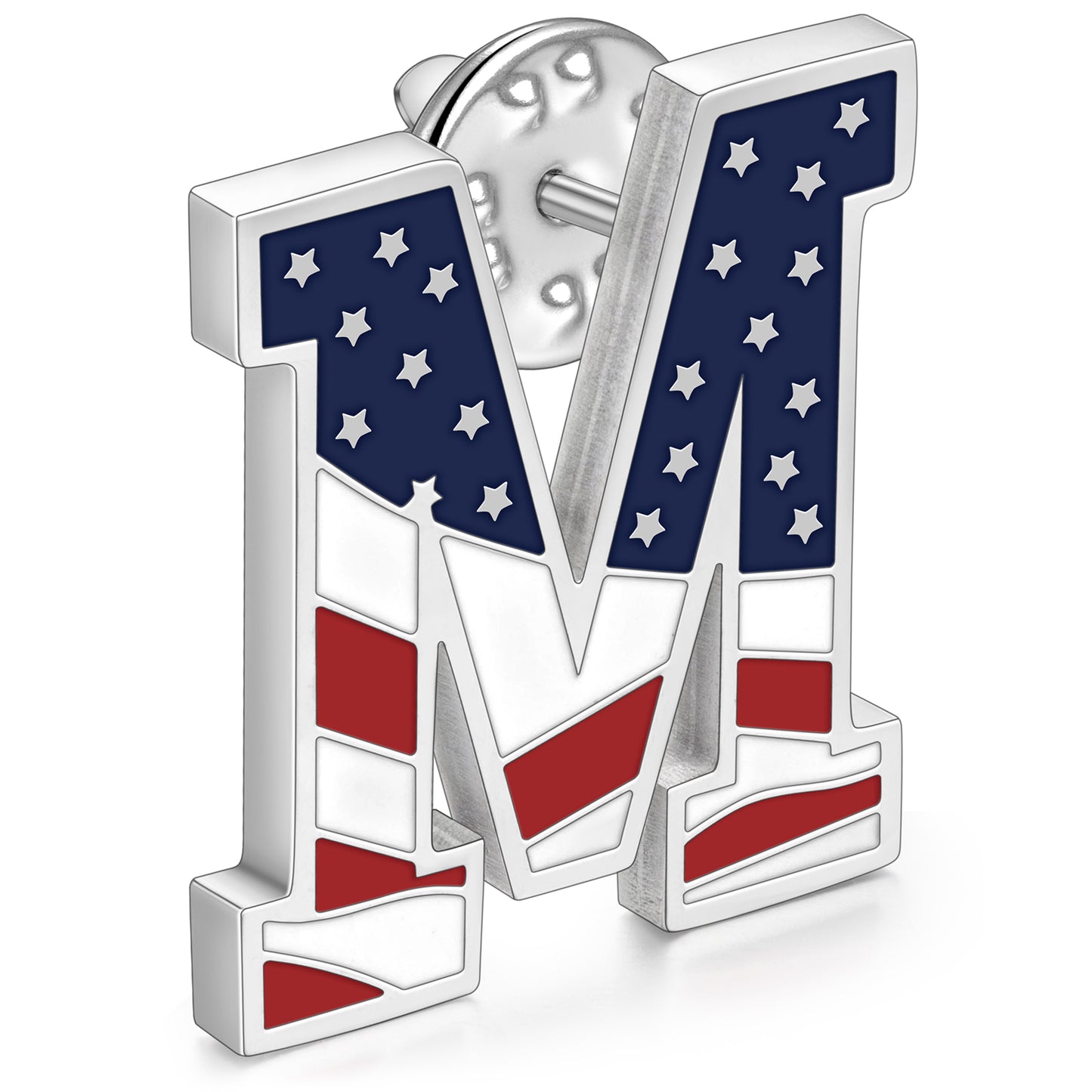 USA Flag Letter Lapel Pin |  A-Z Initial Brooch